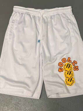 Bleeker & Mercer Mesh Basketball Shorts Mens Medium White Elastic Waist New